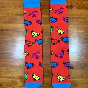 Grateful Dead Socks Red DANCING Jerry BEARS Casual Crew NEW
